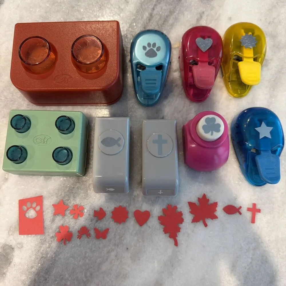 Creative Memories & Others Mini Punch Lot Of 13 Seasonal, Christian, Animals Etc